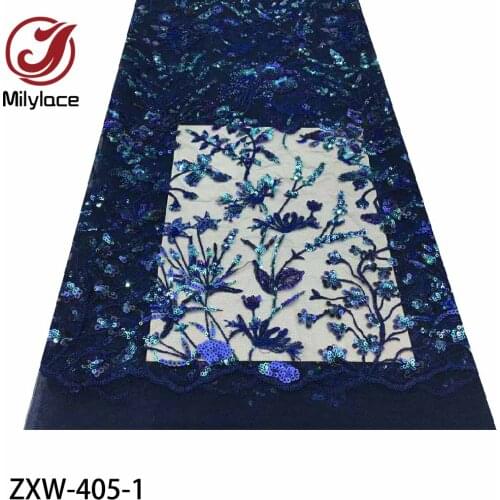 Milylace New Sequins Embroidery Tulle Lace Fabric High Quality Sequined African Mesh Lace Fabric for Wedding Party ZXW-405