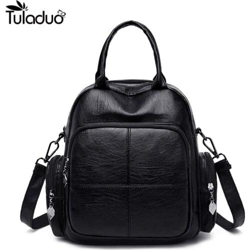 Mini Backpack Womens PU Shoulder Bag Suitable for Teenage Girls Childrens Multi-Function Small Backpack Ladys School Backpack