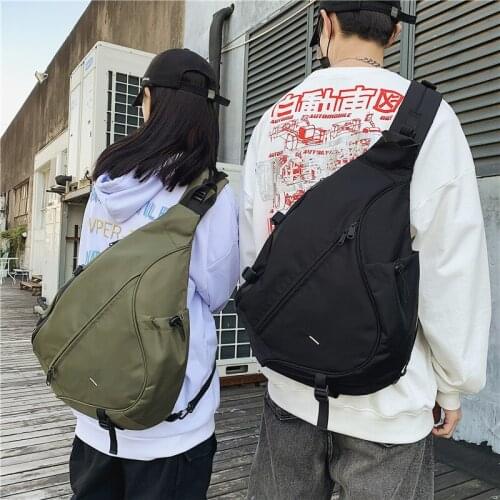 Fashion Large Capacity Nylon Mens bag Big Saddle Man bag Casual Couple crossbody bag Trendy 4 colors solid Male chest bag