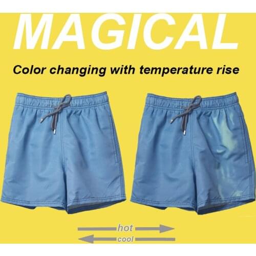 2021 New Mens Magical Swimwear Color Changing with Temperature Rise Beach Pants Sensitive Board Shorts Bermudas