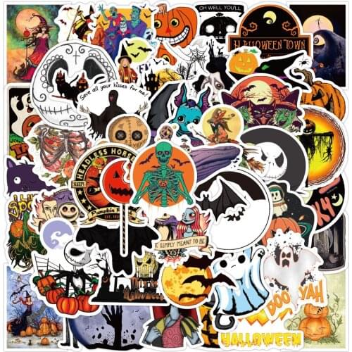 50pcs Halloween Style Stickers Luggage Computer Waterproof Scrapbook Stickers Decoration Sticker Scrapbooking Supplies