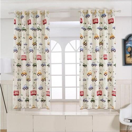 New arrival Cartoon style full shade blakcout curtains cars curtains for bedroom