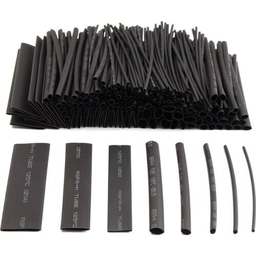 New high-quality 128pc black polyolefin material heat shrinkable tube insulated electric cable 8 Size 80mm