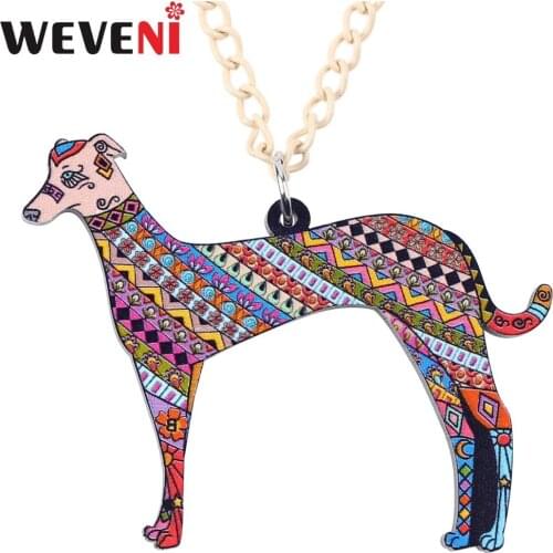 WEVENI Original Acrylic Pet Greyhound Dog Necklace Pendant Collar Chain Hot Trendy Bijoux Jewelry Wholesale For Women