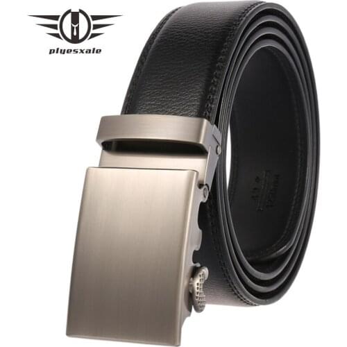 Plyesxale Black Men Belt High Quality Cow Genuine Leather Mens Casual Formal Belts Alloy Automatic Buckle Belt For Men B275