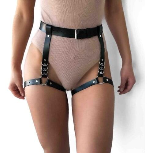 Sexy Leather Harness Garter Belts Punk Goth Bdsm Garters Belt Lingerie Erotic Suspenders Straps Detachable Leg Harness