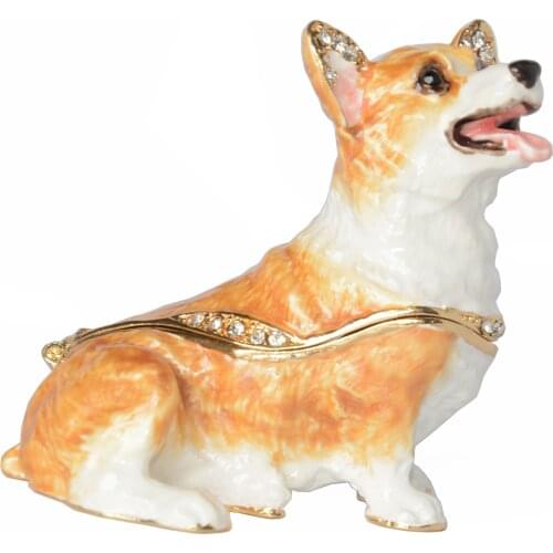 Welsh Corgi Dog keepsake box jewelry trinket box for ring dog statues Dog Miniature Sculpture Birthday Gift