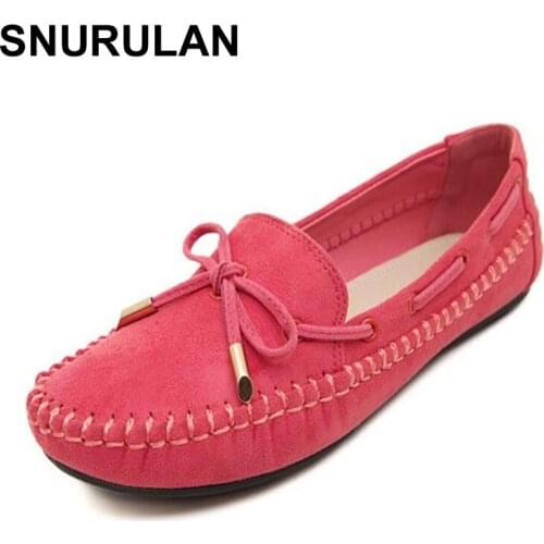 SNURULAN 2017 Fashion Women Flats Genuine Leather Shoes Casual Breathable Women Loafers Moccasins Slip On Woman Shoes