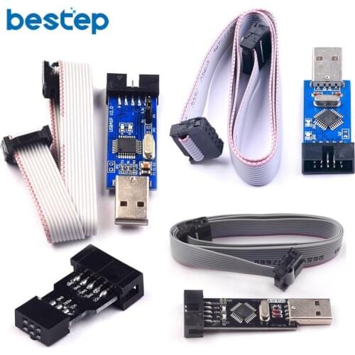 USBASP/USBISP + STK500 10Pin to 6Pin Adapter 3.3V/5V AVR Programmer USB Download Line ATMEGA128 ATMEGA8 USBASP USBISP AVRISP