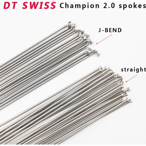 Bicycle spokes DT Swiss Champion 2.0 round spokes J-bend/straight pull head bicycle spokes silver bicycle spokes with copper cap