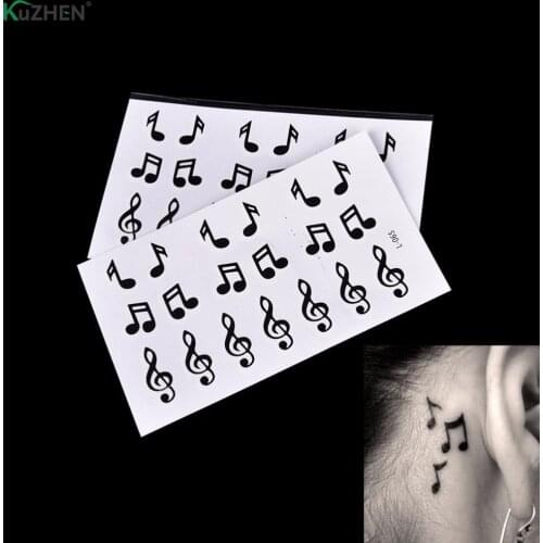 2pc Waterproof Temporary Tattoo Sticker On Ear Finger Music Note Cute For Girl Women Tatto Stickers Flash Tatoo Fake Tattoos