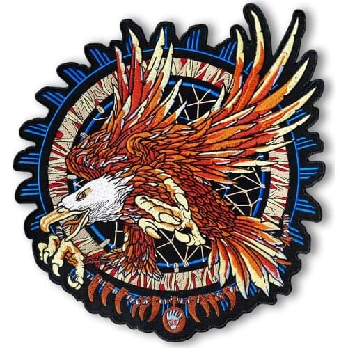 Fierce Eagle Slay the City Embroidered Patches Big Back MC Motorcycle Patches for Jackets Vest Leather Biker Rider High Quality