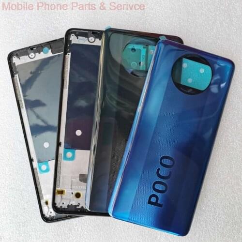 For Xiaomi Poco X3 Back Battery Cover with LCD Front Frame Bezel Housing Chassis Replacement Parts Full Original