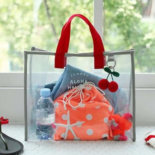 Fresh Summer Transparent PVC Swimming Bag For Women Fashion Outdoor Travel Beach Handbag Sport Shopping Shoulder Bags Large