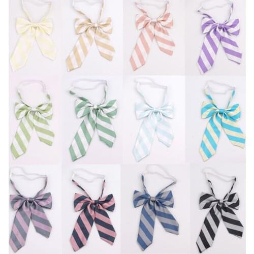 Ladies Large Bowtie Casual Striped Bow tie For Women Uniform Collar Feminine Bow knot Student Bow Ties Cravats Girls Bowties