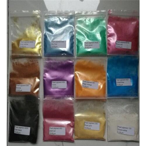 12 Colors Natural Mineral Mica Pearl Pigment Powder, for Nail Art Polish and Makeup Shadow Pearlescent Paint Kit Set