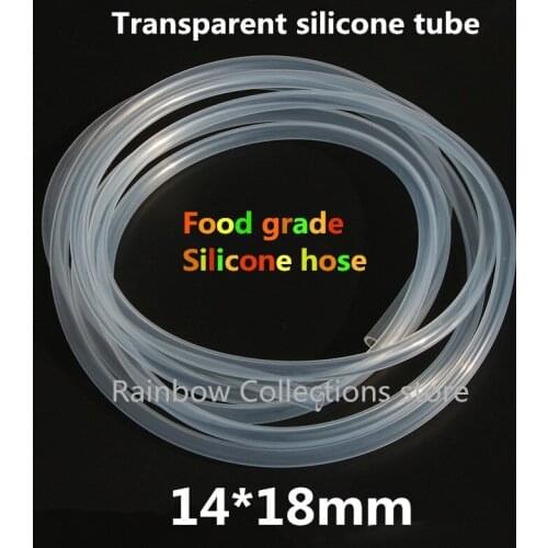 14*18mm 1Meters/lot Transparent silicone tube Silicone rubber hose Food grade Silicone hose free shipping