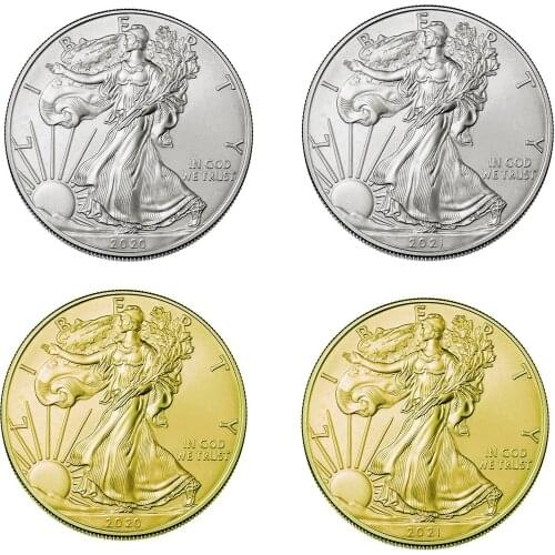 2021 American Statue Of Liberty Eagle Coin Commemorative Gold Silver Plated Gift Coin Art Collection sweet
