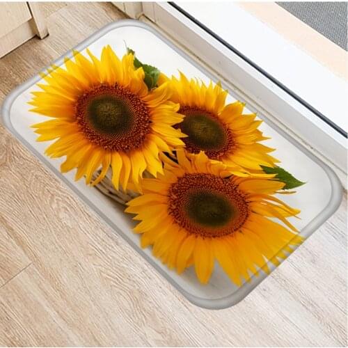 40x60cm Cute Diy Print Floor Mat Bathroom Ground Mat Slip Door Bath Pad Rug Living Room Carpet Sun Flower Rose