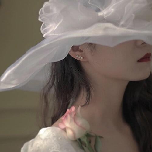 925 Sterling Silver Simple Word Natural Pearl Stud Earrings Women Noble Vintage Mother Day Jewelry Accessories Girlfriend Gift