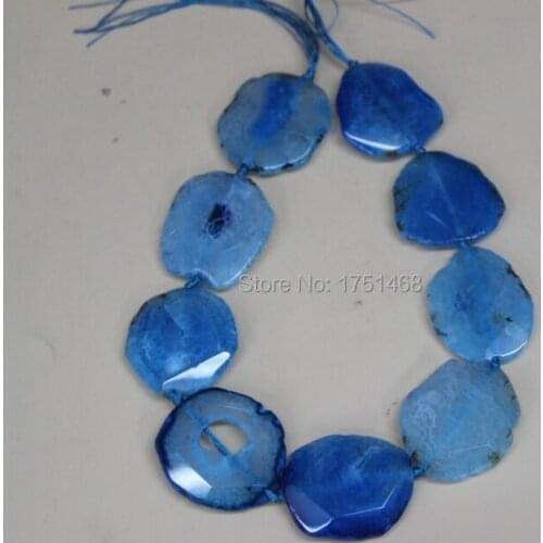 Charms Jewelry Large Stone Druzy Faceted Stone Bead Blue women statement Bead Pendant Necklace for 2015