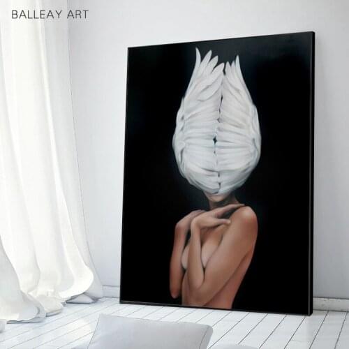 BALLEAY ART Nodric Sexy Girl Decoration Poster and Prints Wall Art Canvas Painting For Living Room Black and White Wall Painting