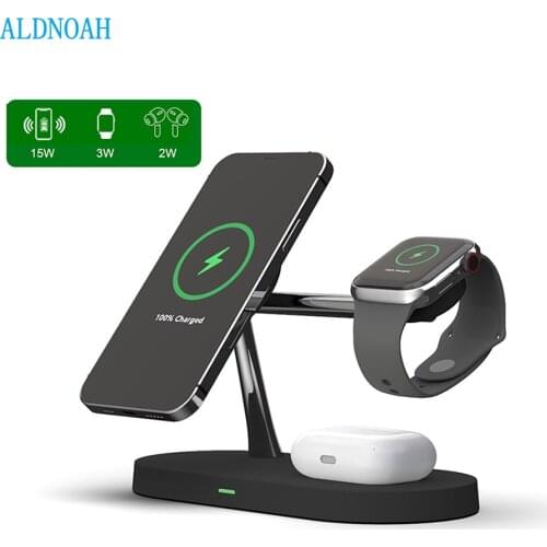 ALDNOAH Wireless Charger station fast 3 in 1 smart Magnetic Holder for iPhone 12 Pro watch headset induction wireless chargers