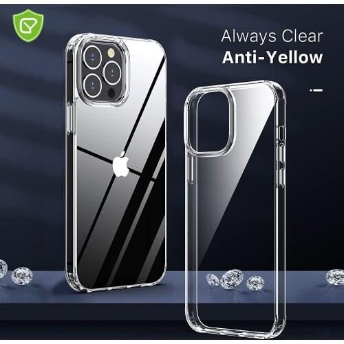 Luxury Fully Transparent Scratch proof case for iphone 13 mini 12 pro max super Shockproof TPU Bumper with anti-drop hard back