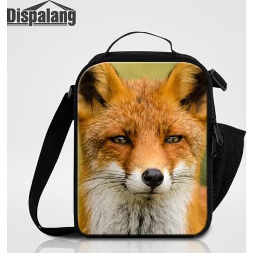 Dispalang New Portable Thermal Lunch Bags For Women Fox Design Men Insulated Cooler Bag Students Small Lancheira School Lunchbox