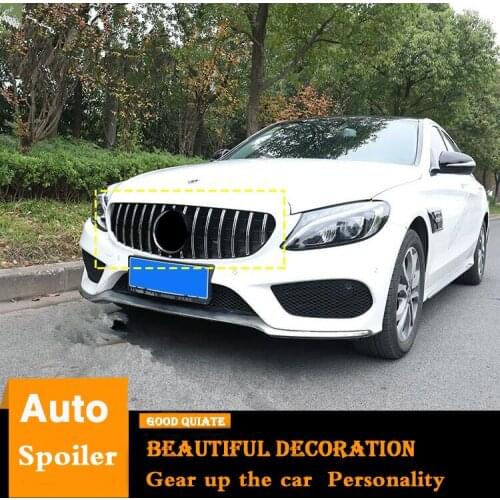 For 2014-2018 Mercedes-Benz C-class C180 C200 C220 C260 C300 Racing Grills Diamond Style Front Racing Grill Grille Front bumper