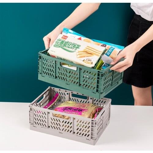 Home Organizers Storage Collapsible Crate Plastic Baskets Folding Storage Crate Box Stackable Kitchen Storage Baskets Box