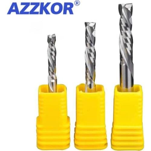 Double-edged Compound Blade Spiral Milling Cutter Veneer MDF Solid Wood Cutting AZZKOR Computer Engraving Machine Tool