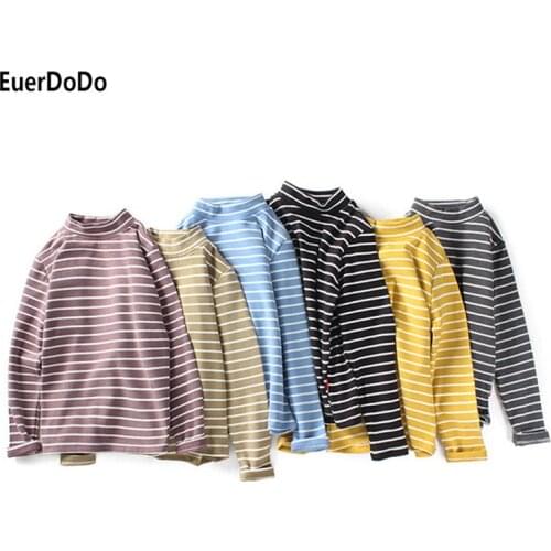 2020 Xxx Boys And Girls Long-Sleeve T-shirt Teen Turtleneck Tops Underwear Children Striped Tees Sweatshirts Cotton Clothes
