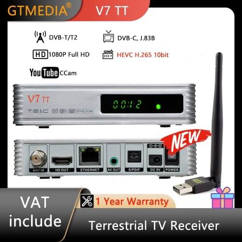 GTMEDIA V7 TT DVB-T/T2/DVB-C/J.83B 1080P Full HD Digital TV Tuner Receptor Support 4G Dongle With USB Wi-Fi H.265 HEVC 10 bit