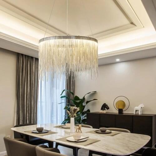 ZuuuVny Nordic Chandelier Indoor Lighting Tassel Round Chandeliers for Home Living room bedroom Lustre Minimalism Hanging Lamp