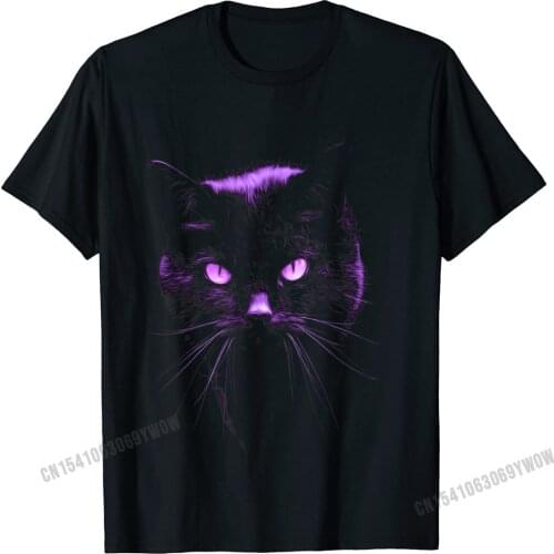 Cool Halloween Shirt Purple Cat Witches Familiar Cats Eye T-Shirt Camisas Men Tops & Tees Leisure Cotton Mens T Shirt Street