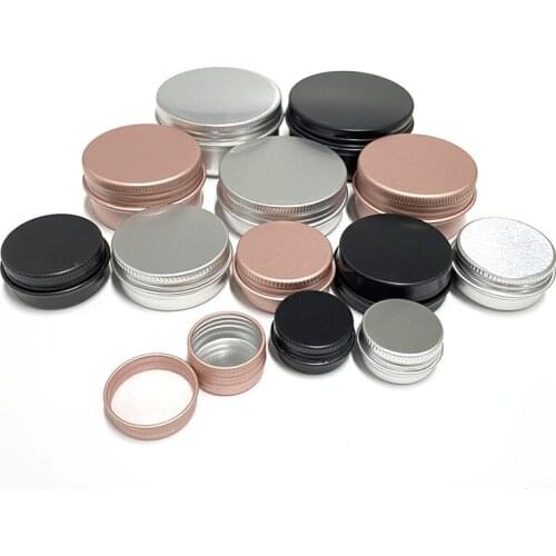 50pcs 5g 10g 15g 20g 30g 50g 60g Aluminum Jar Metal Containers Lip Balm Container Empty Candle Jars Cream Pot Box