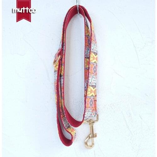 MUTTCO retailing fashion handmade soft stubborn dog collar THE RED BOHEMIAN dog leash 5 sizes UDC055J