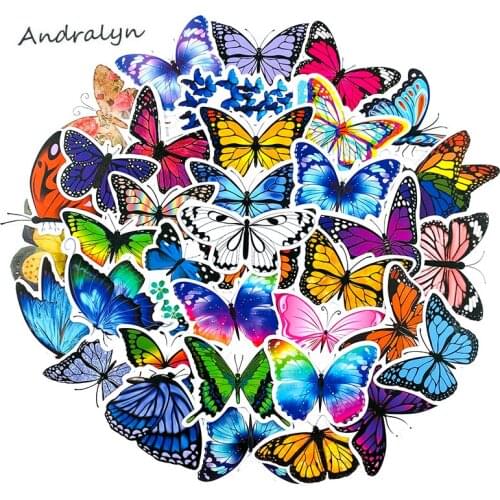 10/50Pcs Colorful Butterfly Stickers For Laptop Skateboard Luggage Refrigerator Notebook Helmet Toy Cartoon Stickers Phone