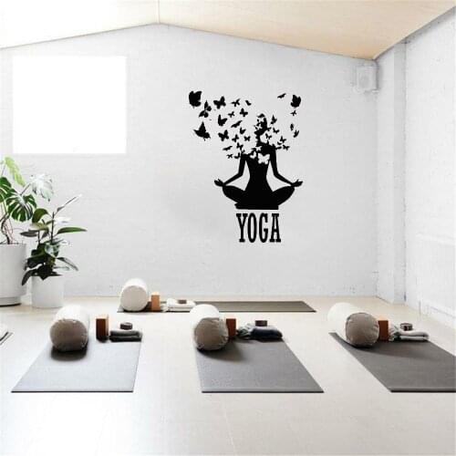 Yoga Pose Wall Decal Lotus Meditation Buddhism Wall Stickers Home Decor Wall Decal Vinyl Revocable Art Mural DW9412