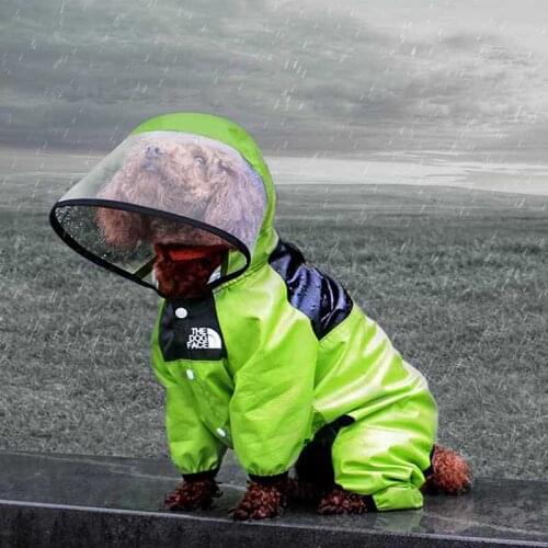 Rainproof Four-legged Raincoat Lightweight Dog Coat Fashion Casual Cloak With Hood Red Poncho Teddy Bichon Pet Supplies