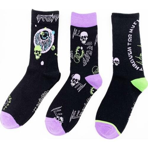Funny Socks Mens Halloween Man Sock Skull Movement Standard Cotton Sox Skateboard Breathable European Multicolor Calcetines