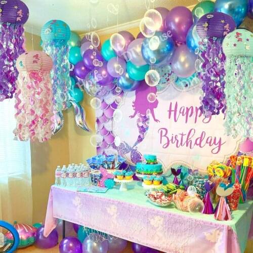 New! Mermaid Theme Jellyfish Paper Lantern Hanging For Under Sea Birthday Party Decoration Kids Gift DIY Mermaid Party Supplies