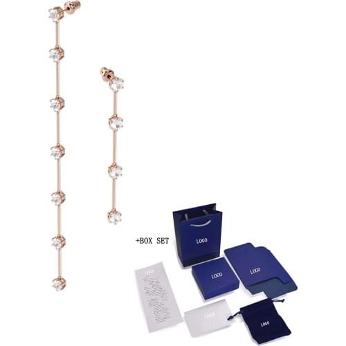 New Round Pierced Earrings Charming Asymmetrical Round Crystal Ladies Wild Romantic Jewelry Gift