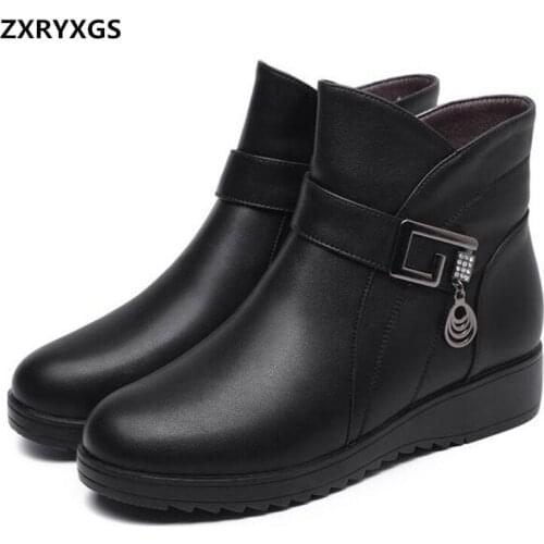New Large Size Winter Boots Warm Inisde Plush / Wool Snow Boots Flat Wedges Non-slip Comfortable Boots Cotton Shoes Woman Boots