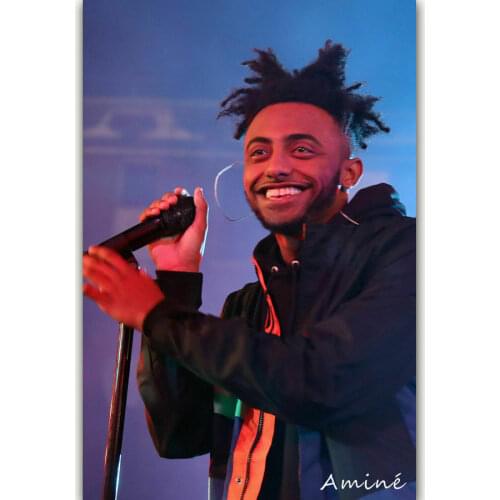 New Amine Top Rapper Hip Hop Music Singer Star Silk Fabric Wall Poster Art Decor Sticker Bright