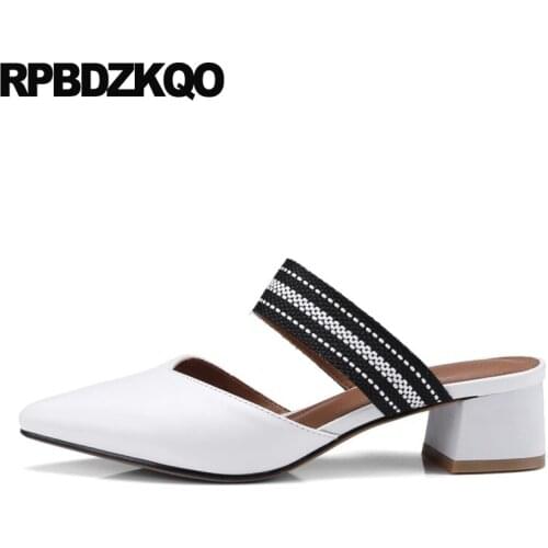 Pointed toe luxury brand shoes women high heels size 4 34 ladies block white 2019 pumps mary jane summer european medium sandals