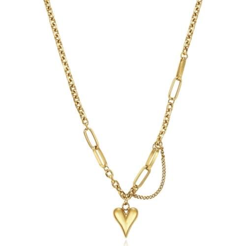 RZ111 Peach Heart Necklace Female Simple Personality Light Luxury Niche Design Sense Ins Cold Wind Hip Hop Clavicle Chain Tide