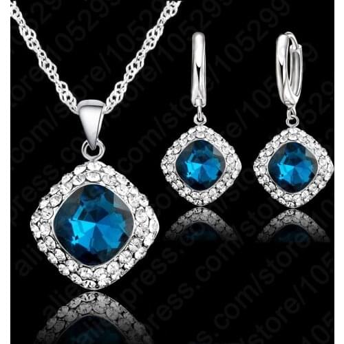 Hottest Crystal Necklace Jewelry Set ,Colorful Crystal Rhinestone Necklace Earring Cheap Jewelry Wholesale