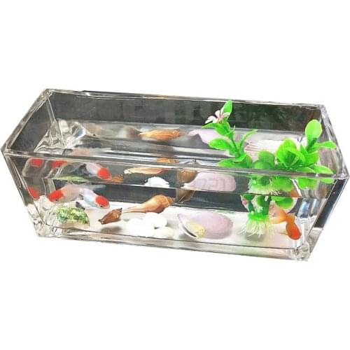 Rectangular glass aquarium transparent thickened square aquarium hydroponic plant Goldfish Aquarium small desktop